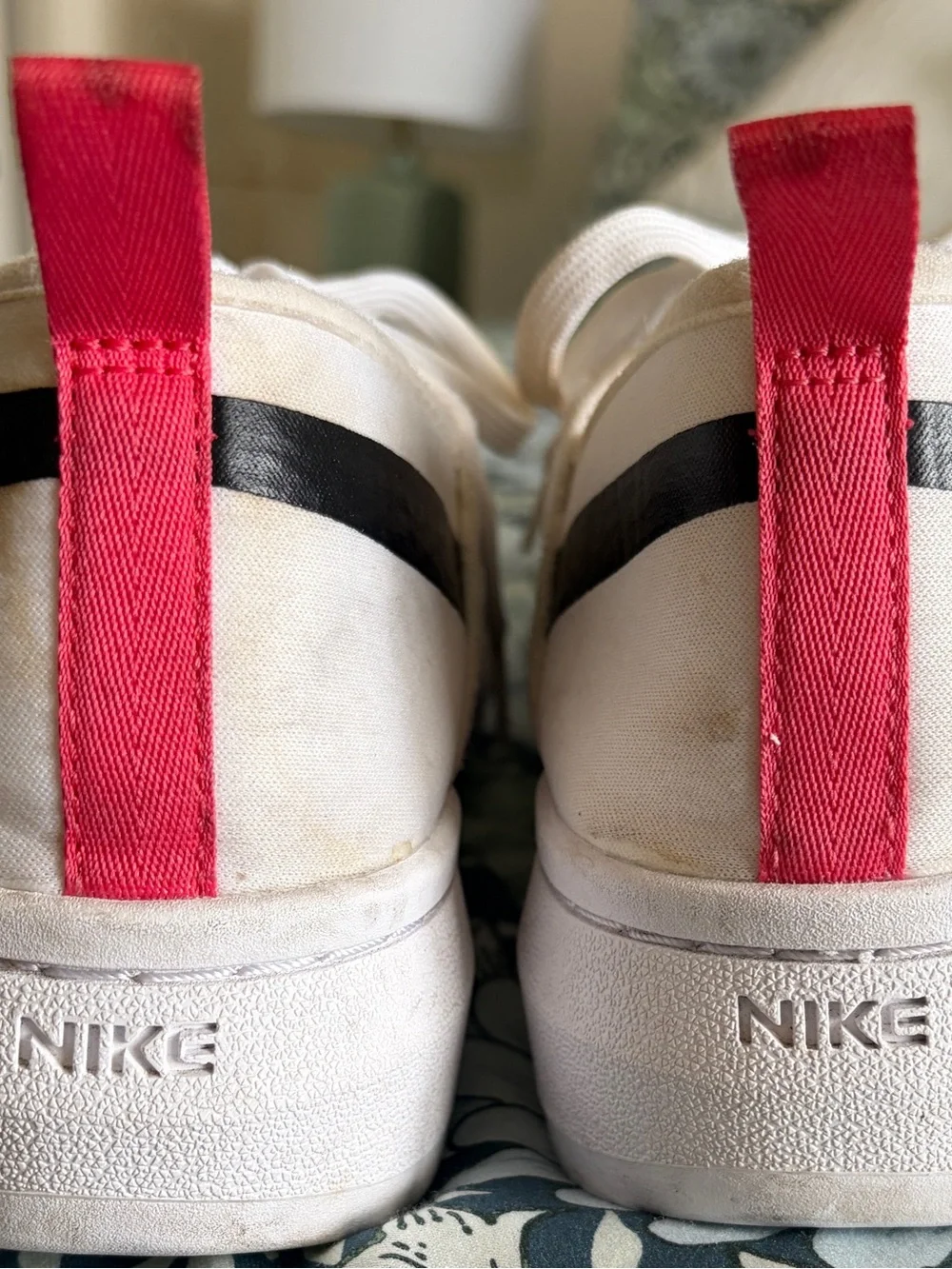 Nike Women’s White Sneakers with Pink Heel Tabs